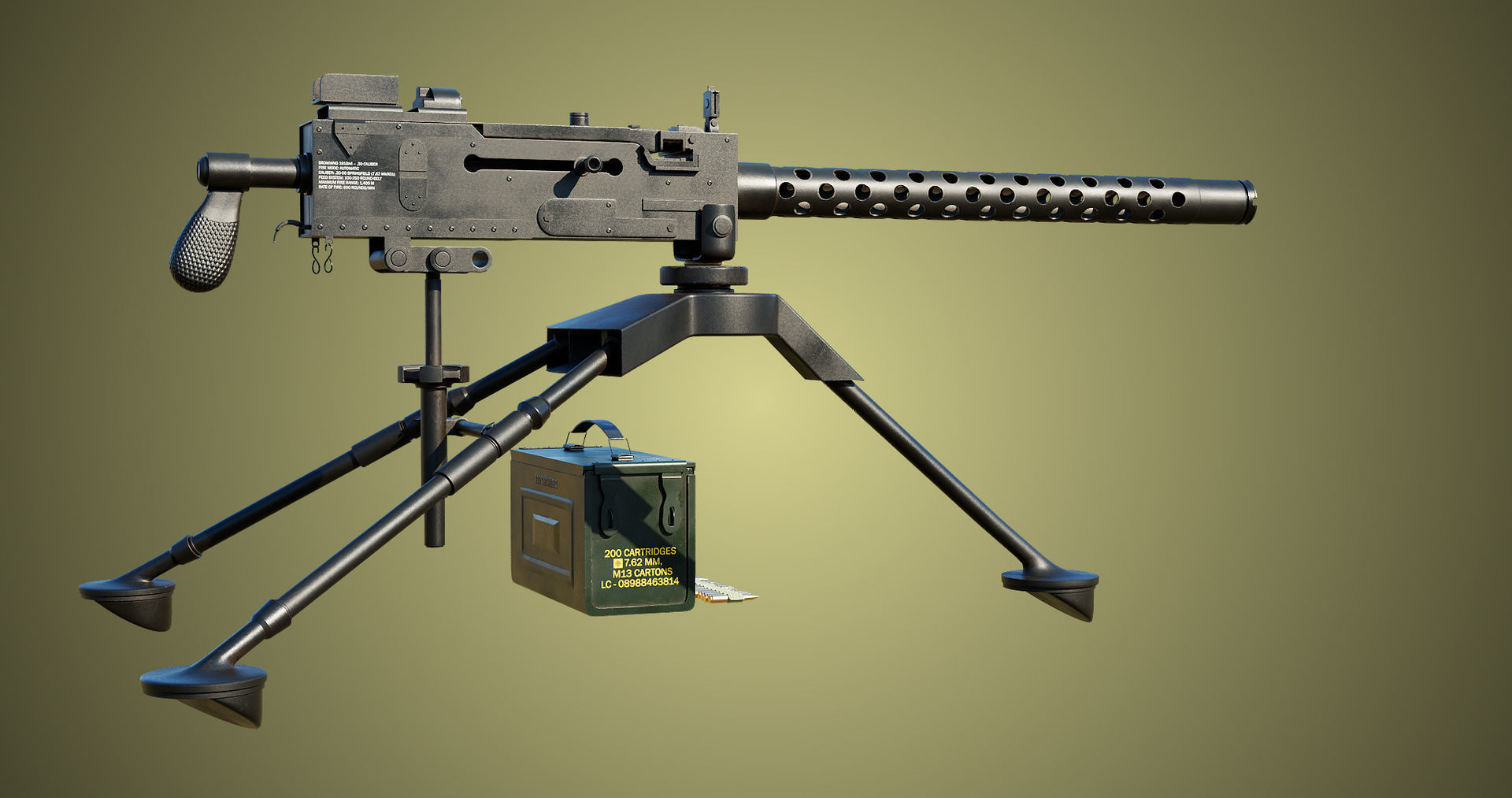 4 Machine gun All PBR Unity UE Textures Included 3D Model Collection_14