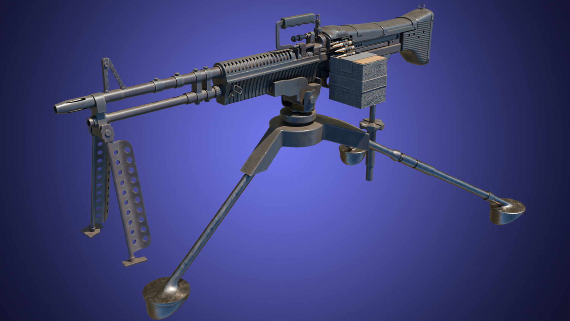 4 Machine gun All PBR Unity UE Textures Included 3D Model Collection_32