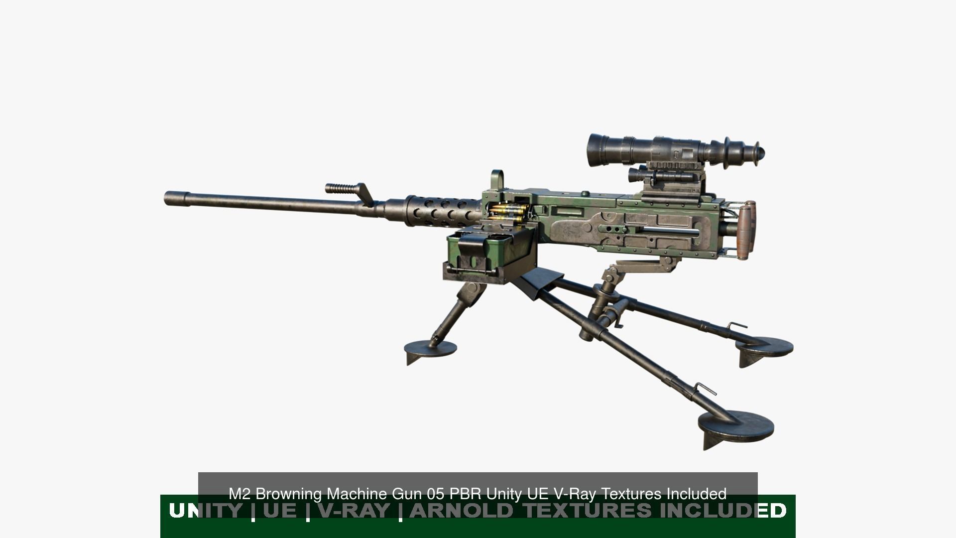 4 Machine gun All PBR Unity UE Textures Included 3D Model Collection_3