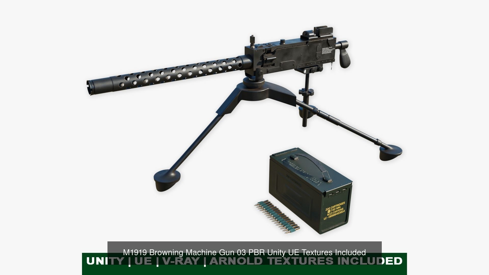 4 Machine gun All PBR Unity UE Textures Included 3D Model Collection_13