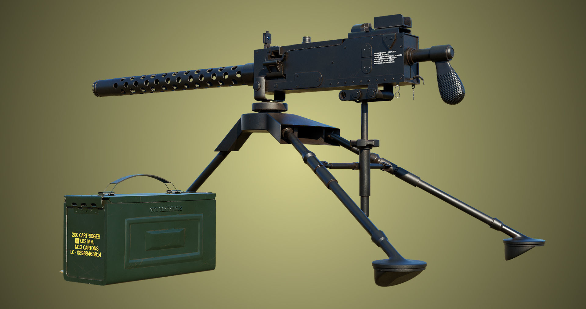 4 Machine gun All PBR Unity UE Textures Included 3D Model Collection_16