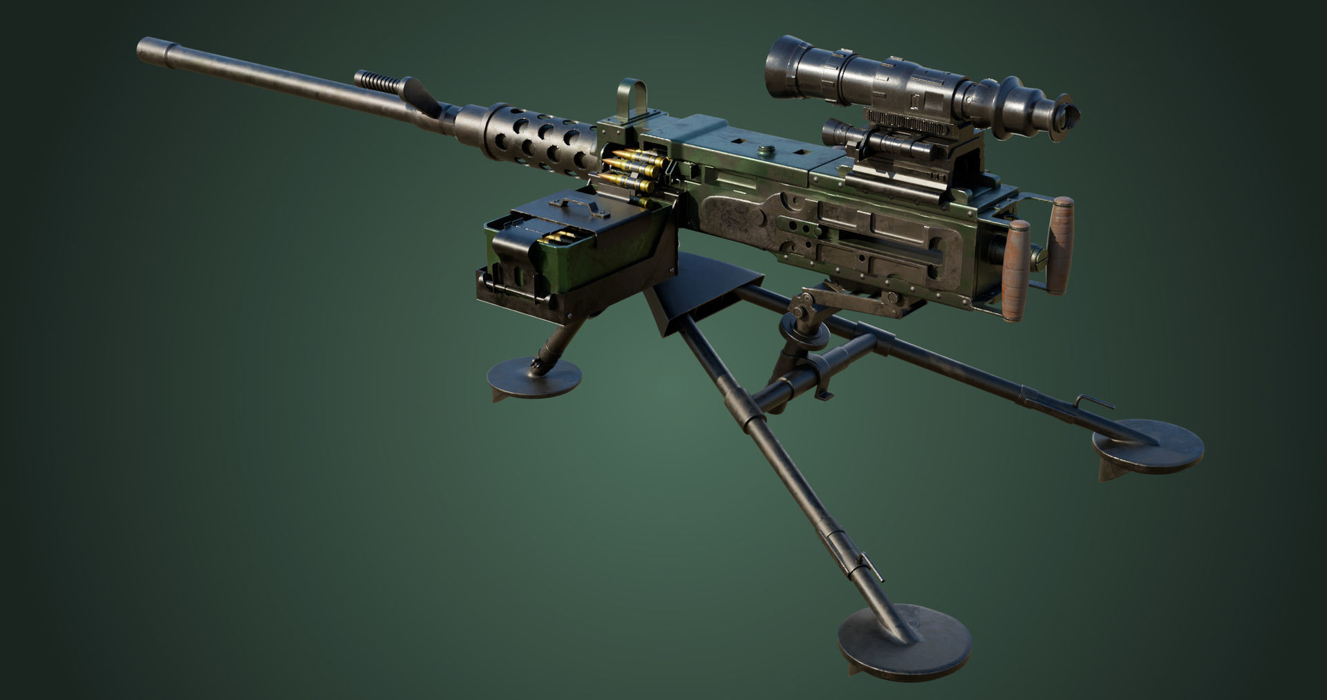 4 Machine gun All PBR Unity UE Textures Included 3D Model Collection_5