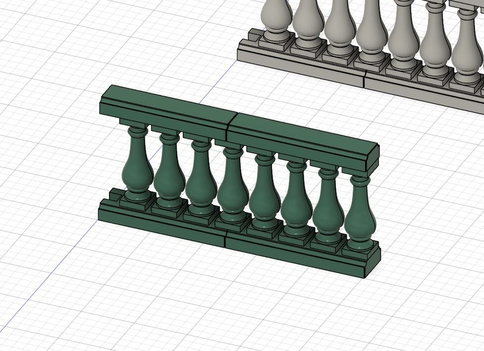 Model Railway Decorative Stone Balustrade without Pillars 3D print model_7