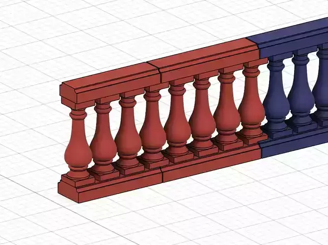 Model Railway Decorative Stone Balustrade without Pillars 3D print model
