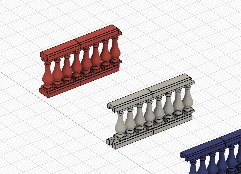 Model Railway Decorative Stone Balustrade without Pillars 3D print model_4