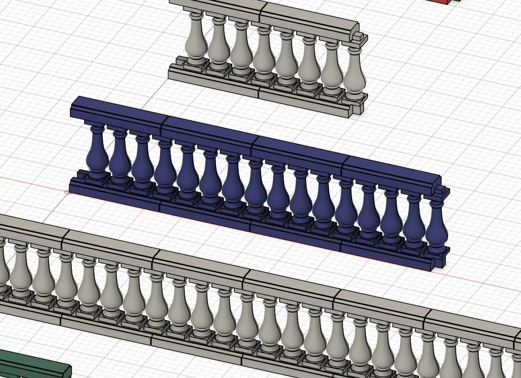 Model Railway Decorative Stone Balustrade without Pillars 3D print model_6