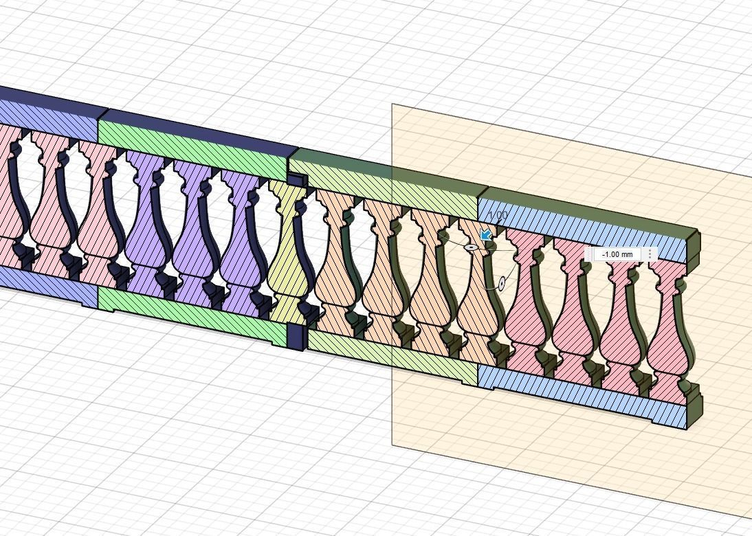 Model Railway Decorative Stone Balustrade without Pillars 3D print model_11