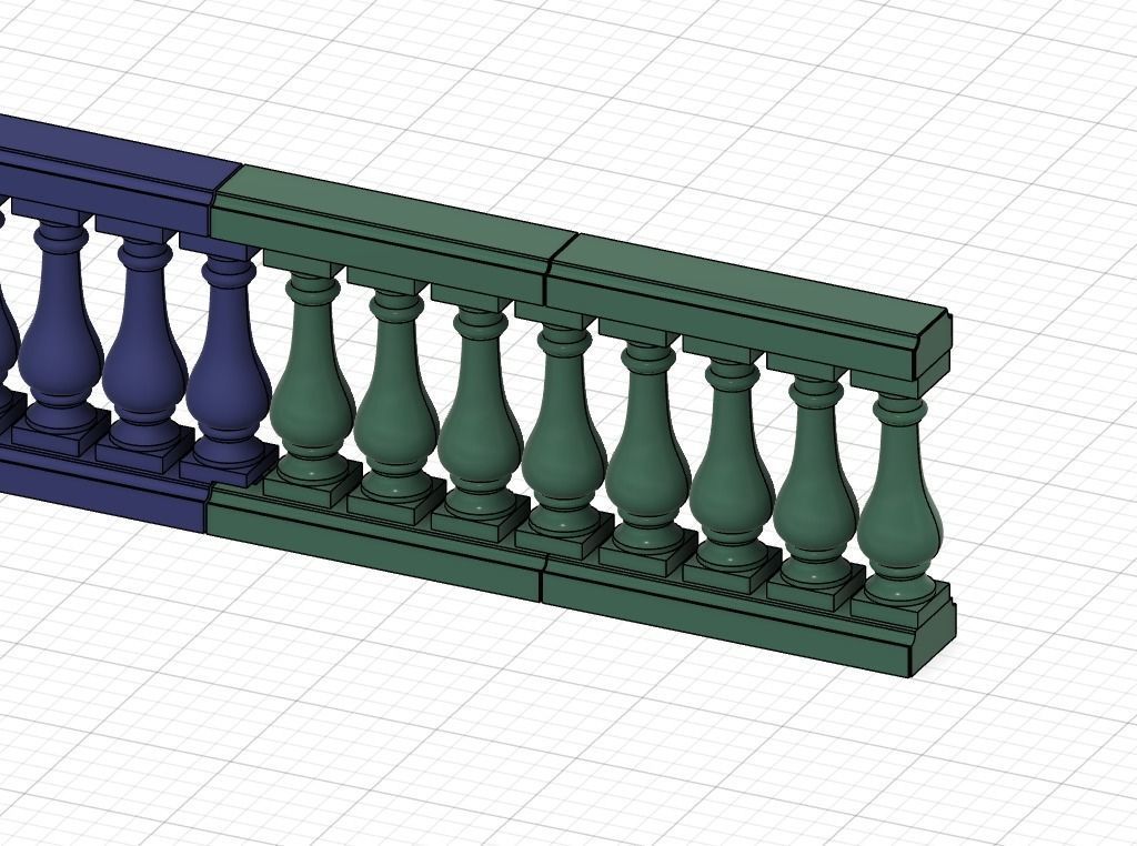 Model Railway Decorative Stone Balustrade without Pillars 3D print model_9