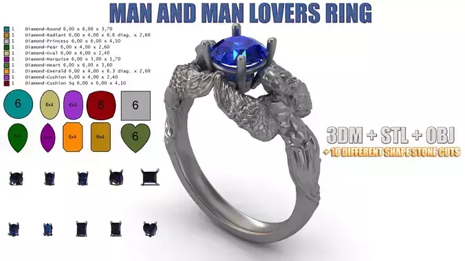 Carrera y Carrera STL Carrera Man and Man Lovers Ring Angel Wing 3D print model