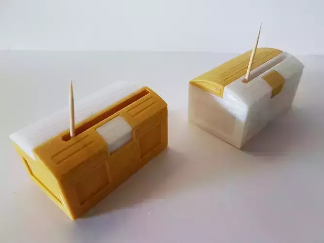 A BOX OF TOOTHPICKS IN THE SHAPE OF A TREASURE CHEST 3D print model