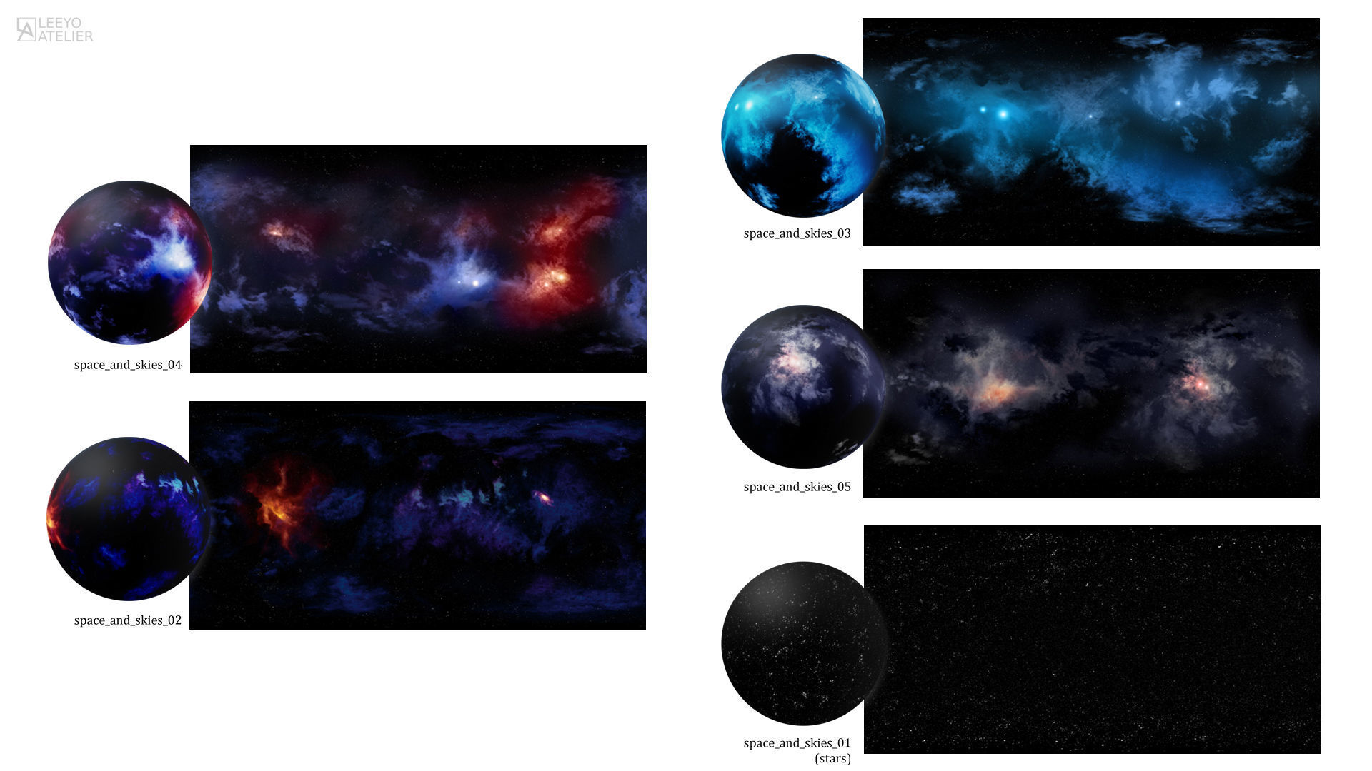 Space and Skies - Panoramas 360 degree Low-poly 3D model_2