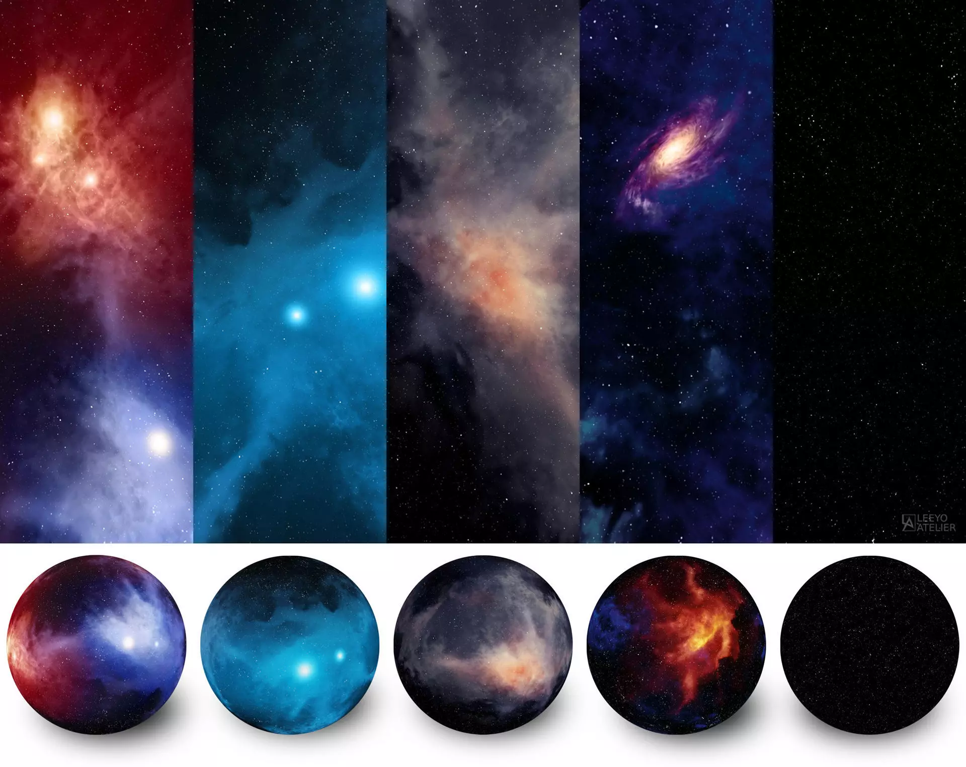 Space and Skies - Panoramas 360 degree Low-poly 3D model_0