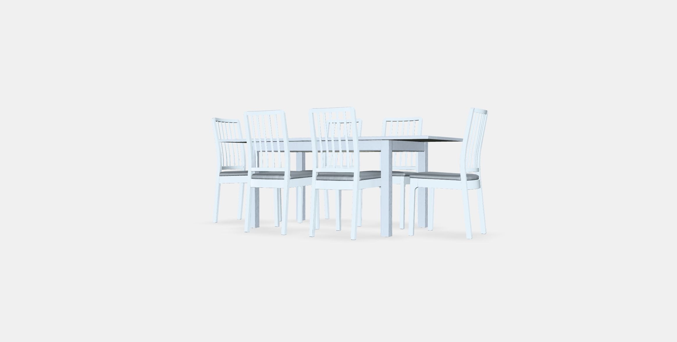LANEBERG - EKEDALEN Table and 6 chairs Low-poly 3D model_4