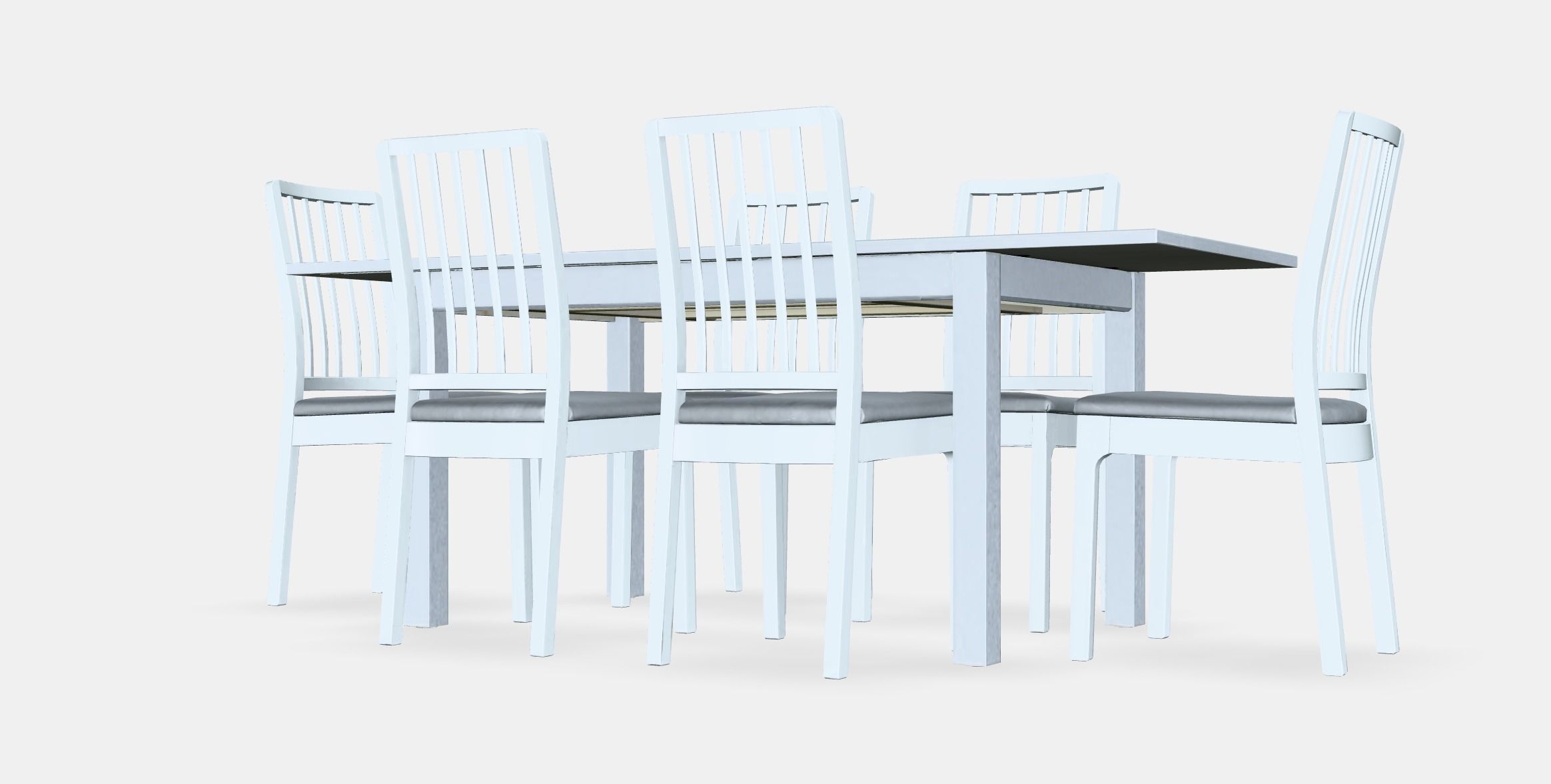 LANEBERG - EKEDALEN Table and 6 chairs Low-poly 3D model_6