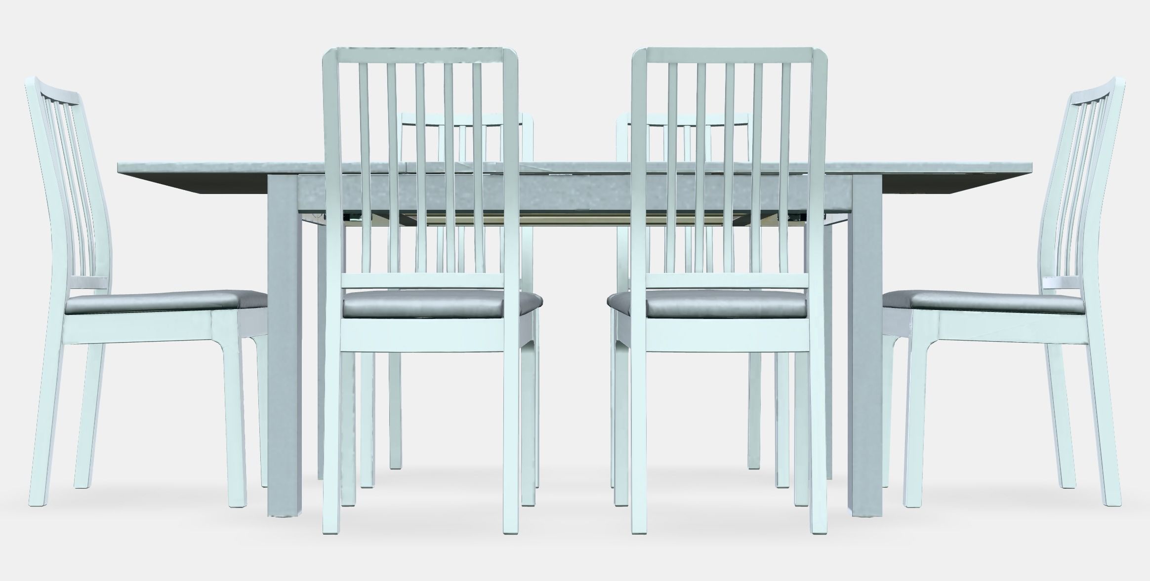 LANEBERG - EKEDALEN Table and 6 chairs Low-poly 3D model_11