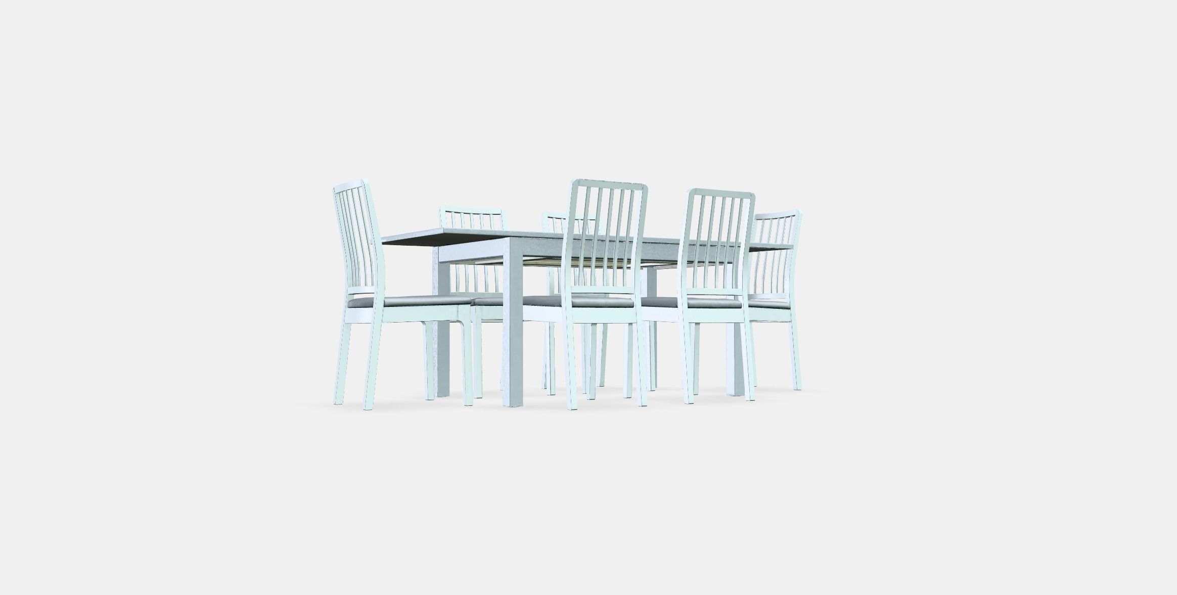 LANEBERG - EKEDALEN Table and 6 chairs Low-poly 3D model_2