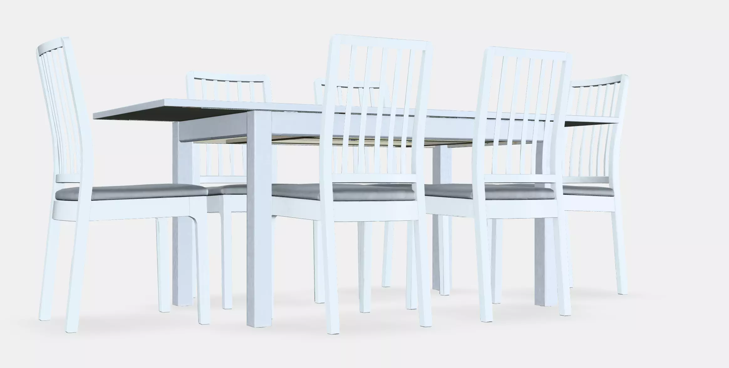 LANEBERG - EKEDALEN Table and 6 chairs Low-poly 3D model_0