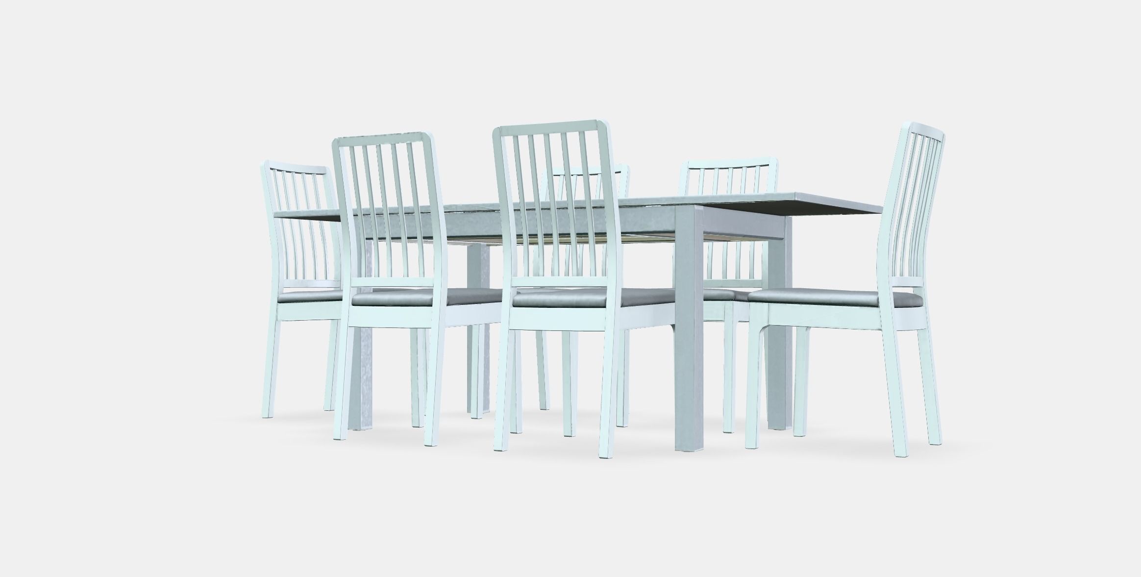 LANEBERG - EKEDALEN Table and 6 chairs Low-poly 3D model_13
