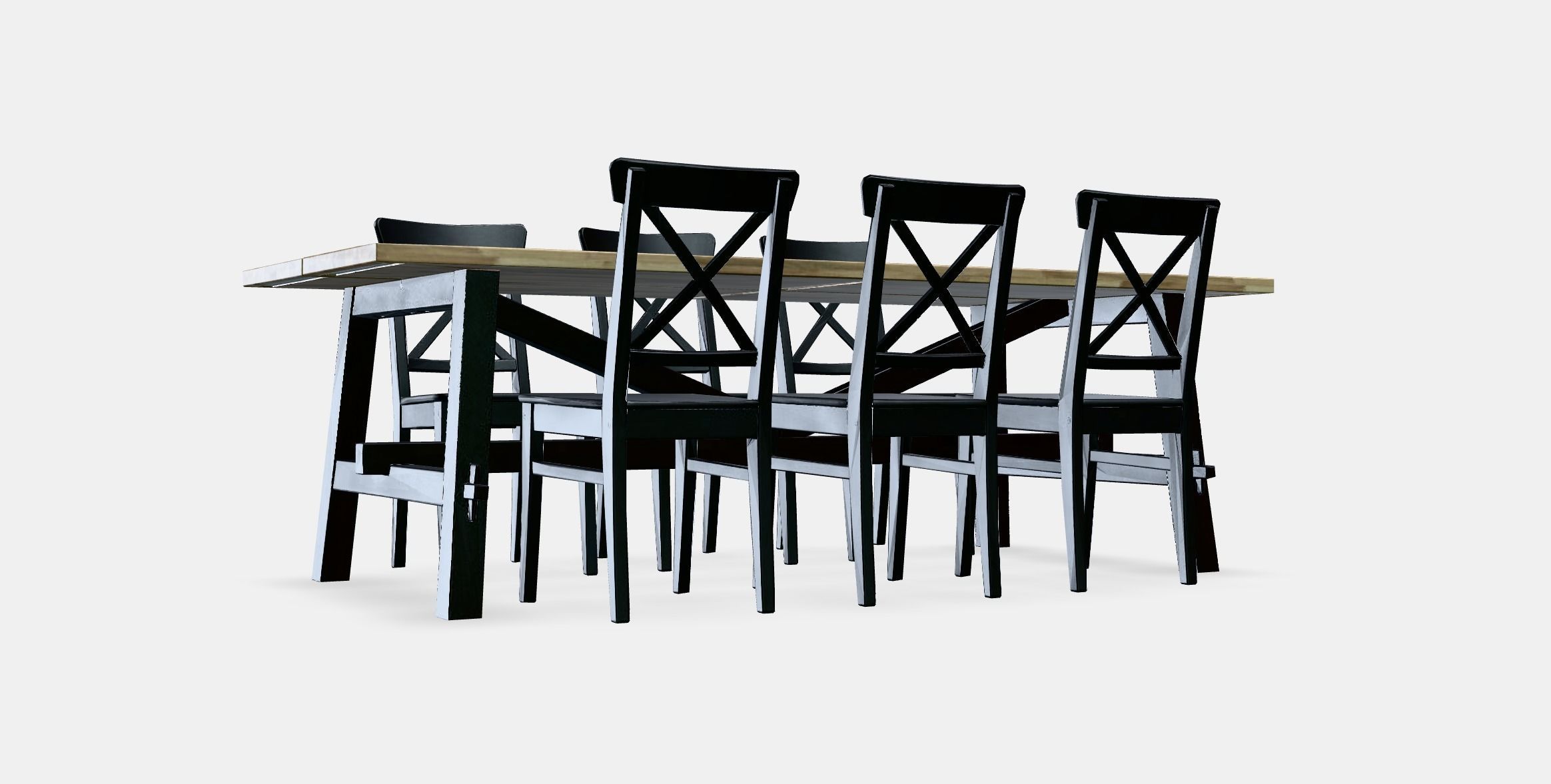 SKOGSTA - INGOLF Table and 6 chairs Low-poly 3D model_8