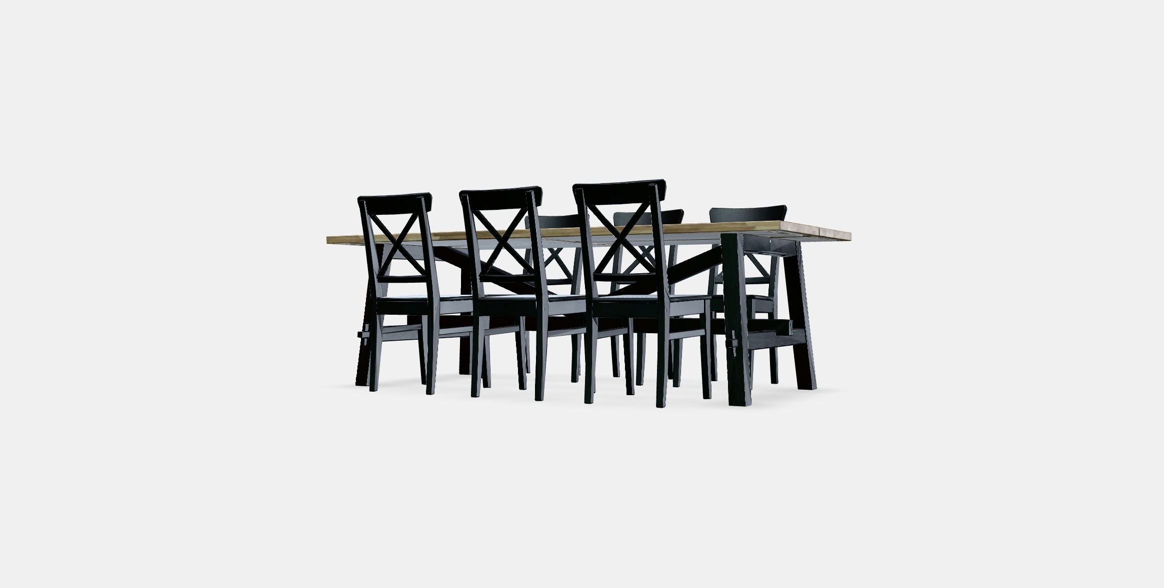 SKOGSTA - INGOLF Table and 6 chairs Low-poly 3D model_12