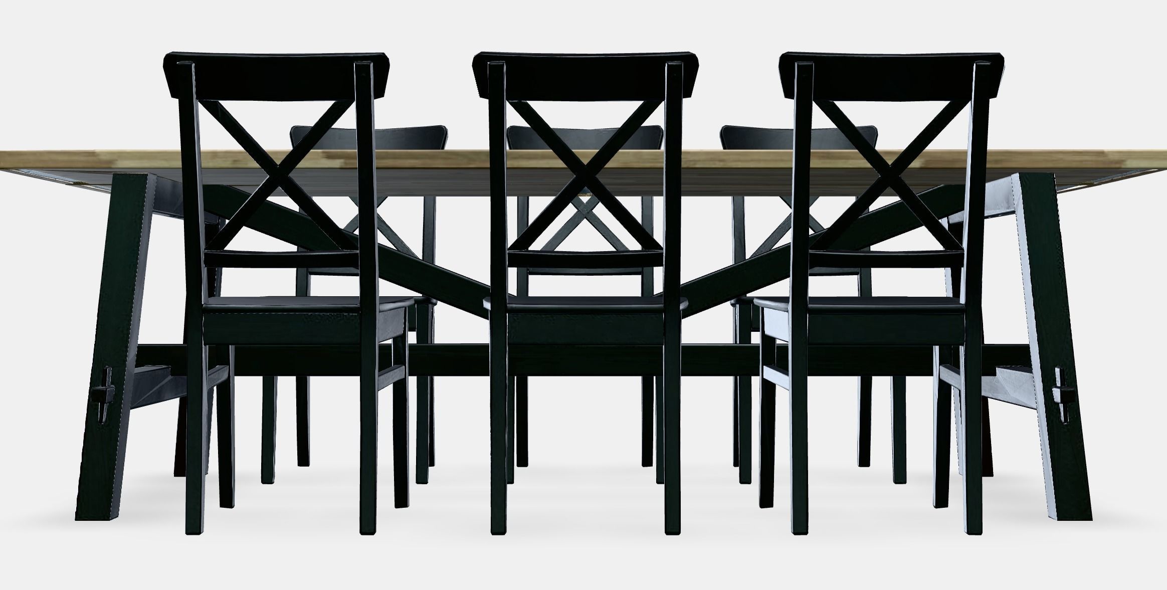 SKOGSTA - INGOLF Table and 6 chairs Low-poly 3D model_11