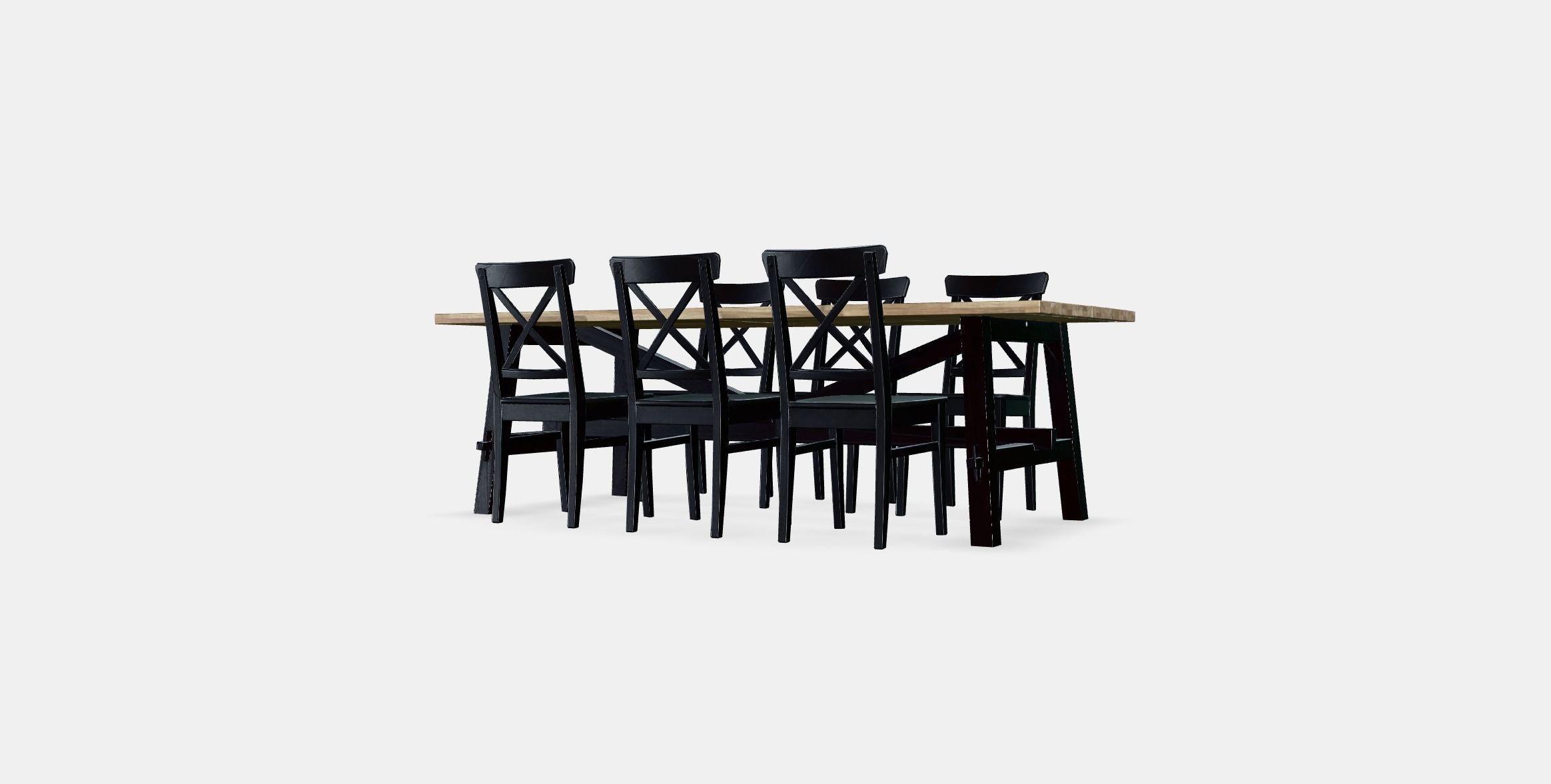 SKOGSTA - INGOLF Table and 6 chairs Low-poly 3D model_4