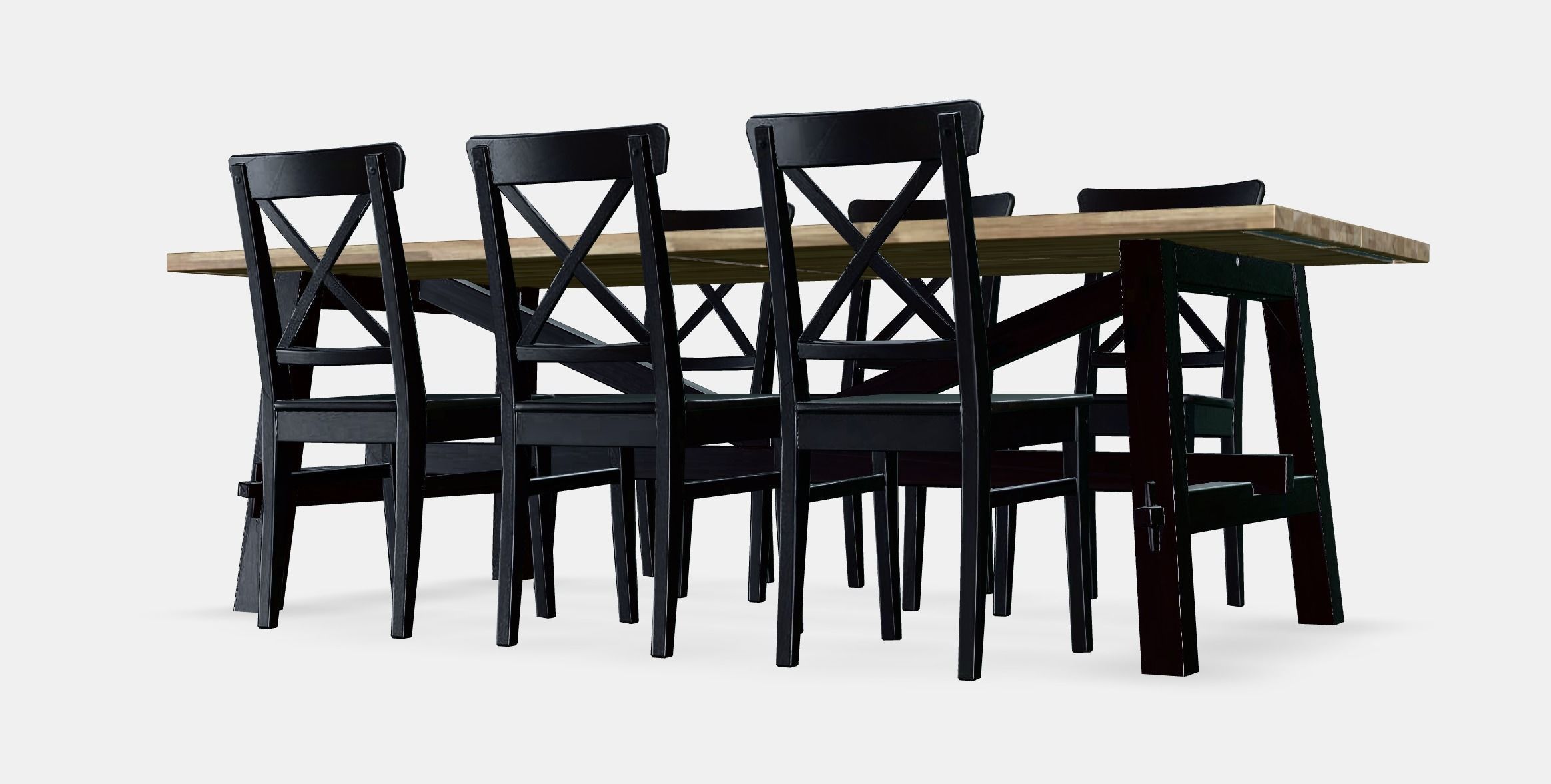 SKOGSTA - INGOLF Table and 6 chairs Low-poly 3D model_5