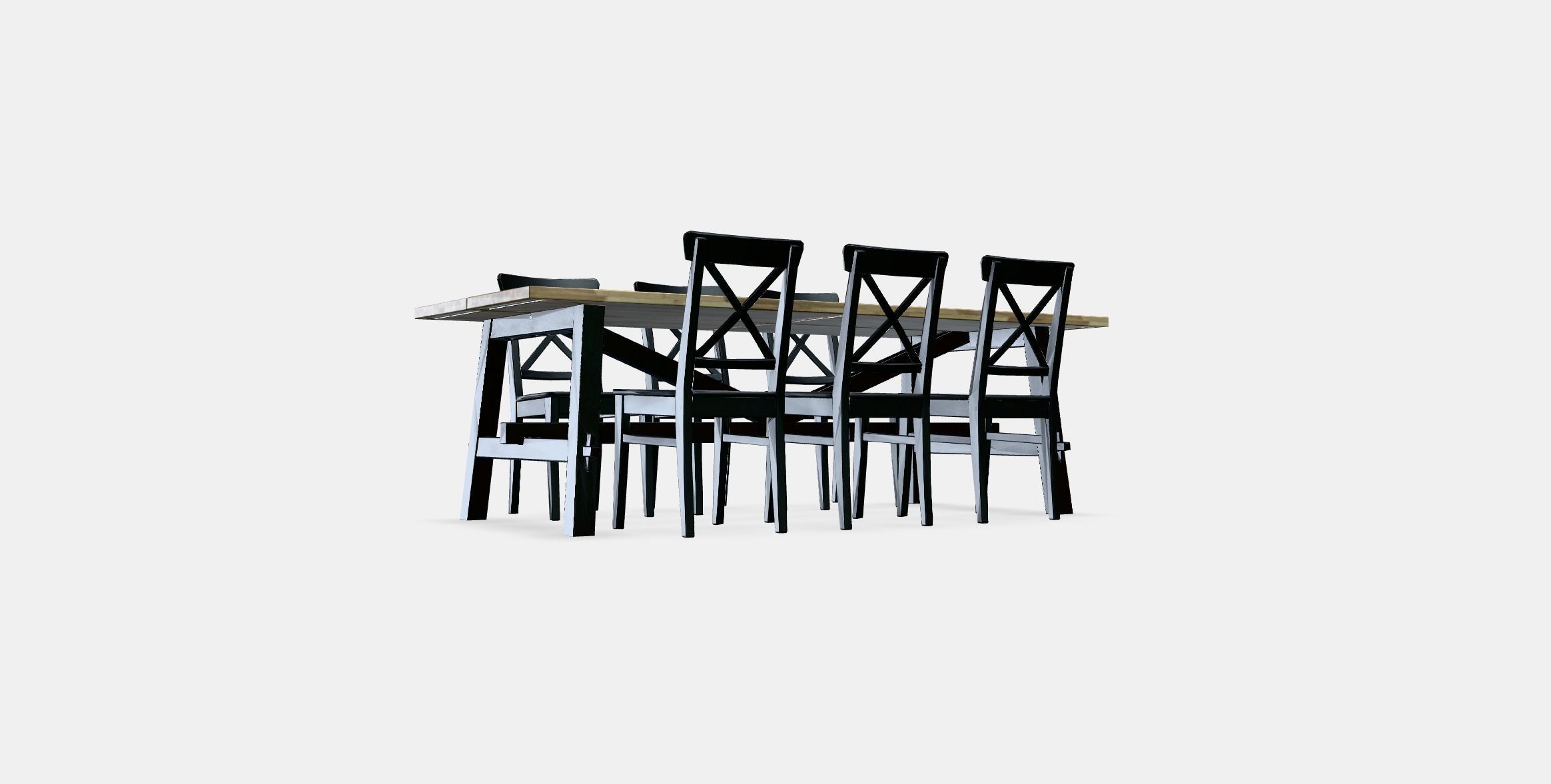 SKOGSTA - INGOLF Table and 6 chairs Low-poly 3D model_3