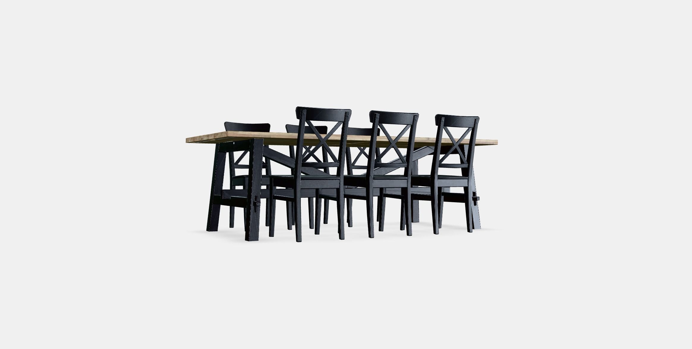 SKOGSTA - INGOLF Table and 6 chairs Low-poly 3D model_16