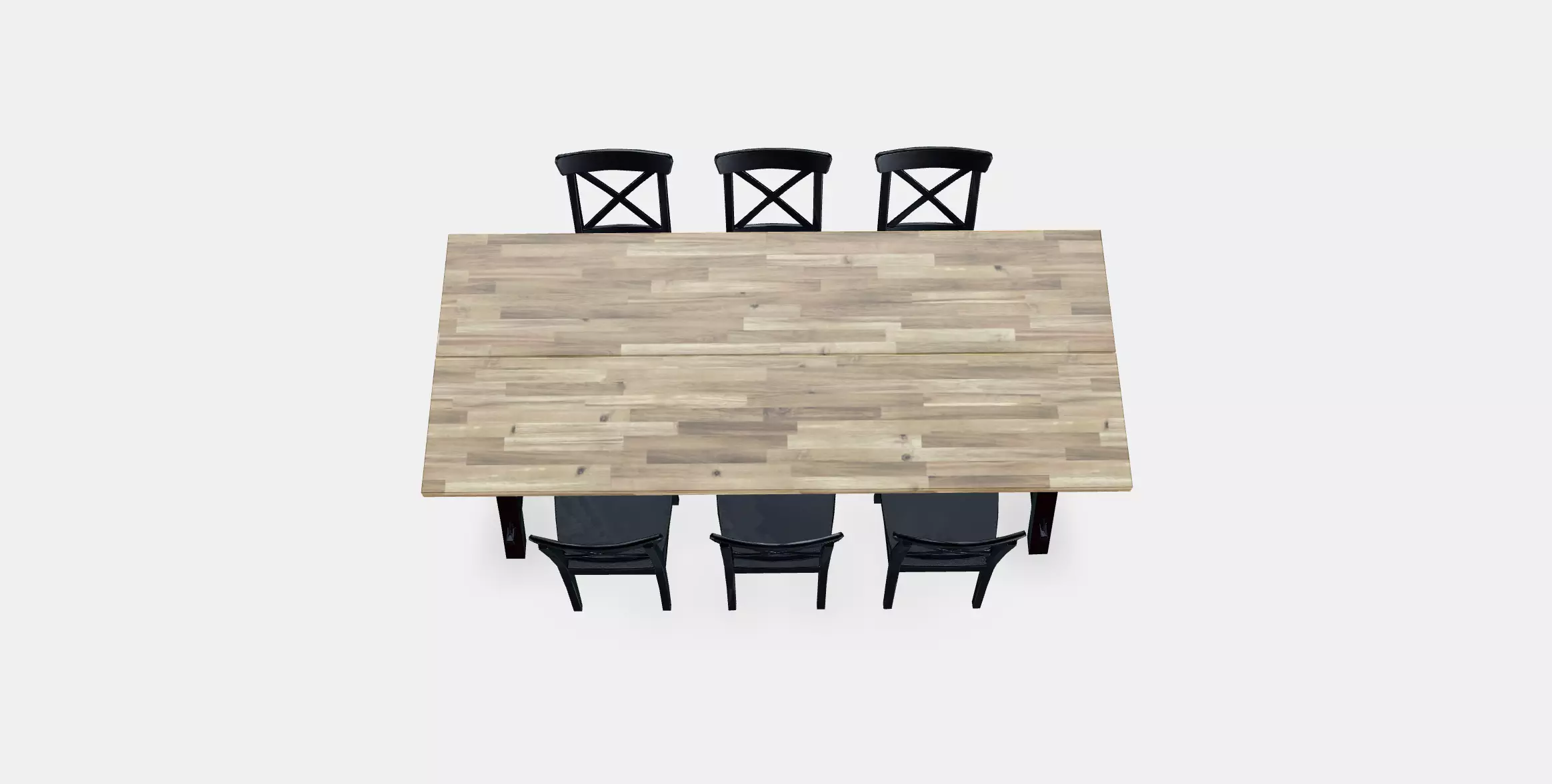 SKOGSTA - INGOLF Table and 6 chairs Low-poly 3D model_0