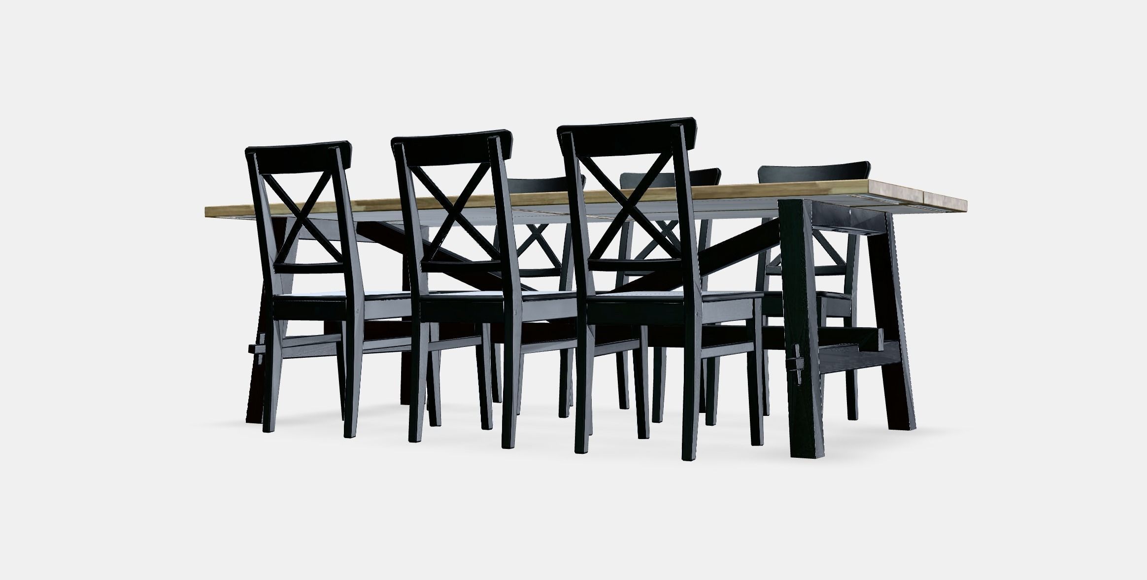 SKOGSTA - INGOLF Table and 6 chairs Low-poly 3D model_13