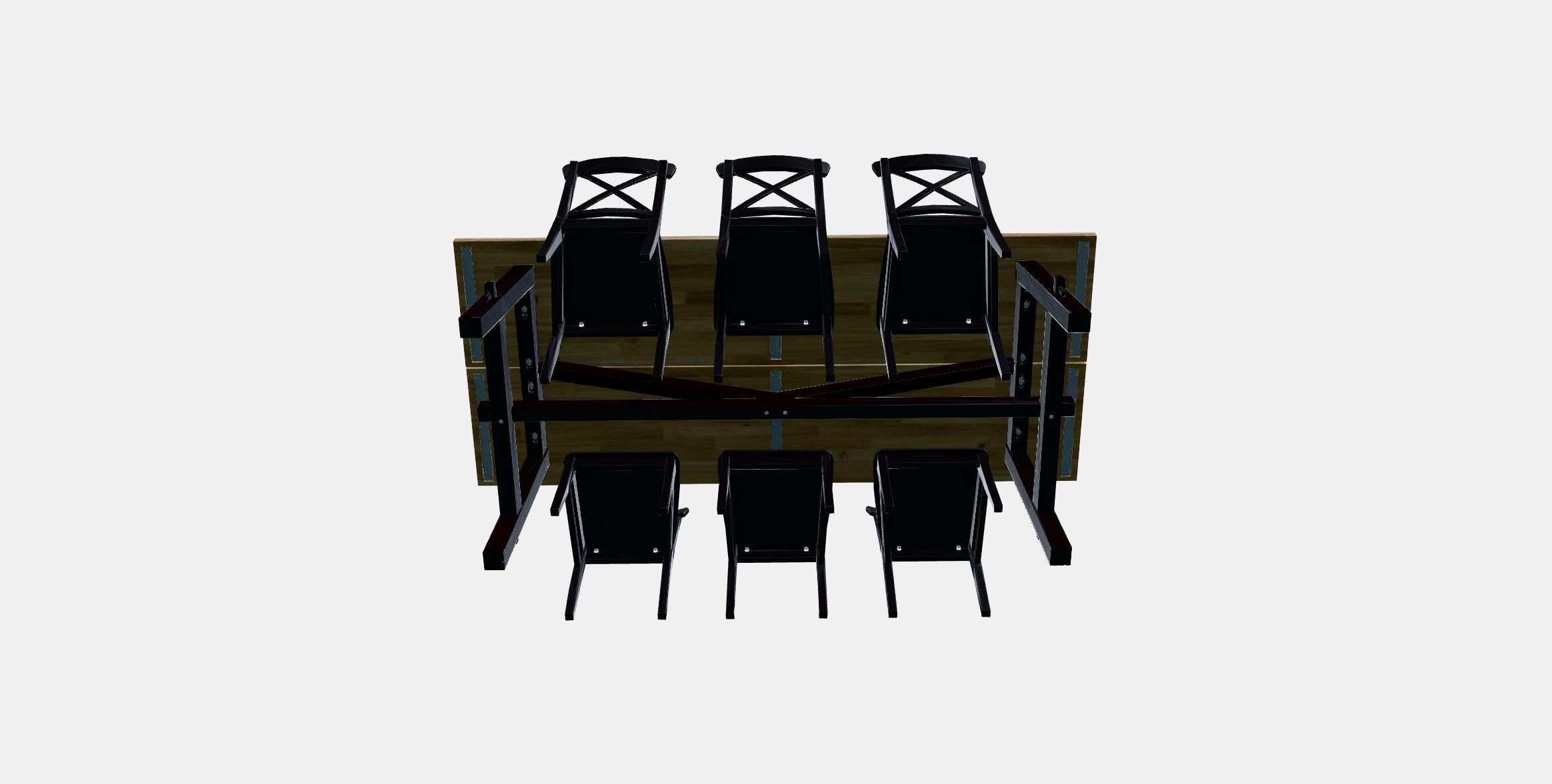 SKOGSTA - INGOLF Table and 6 chairs Low-poly 3D model_6