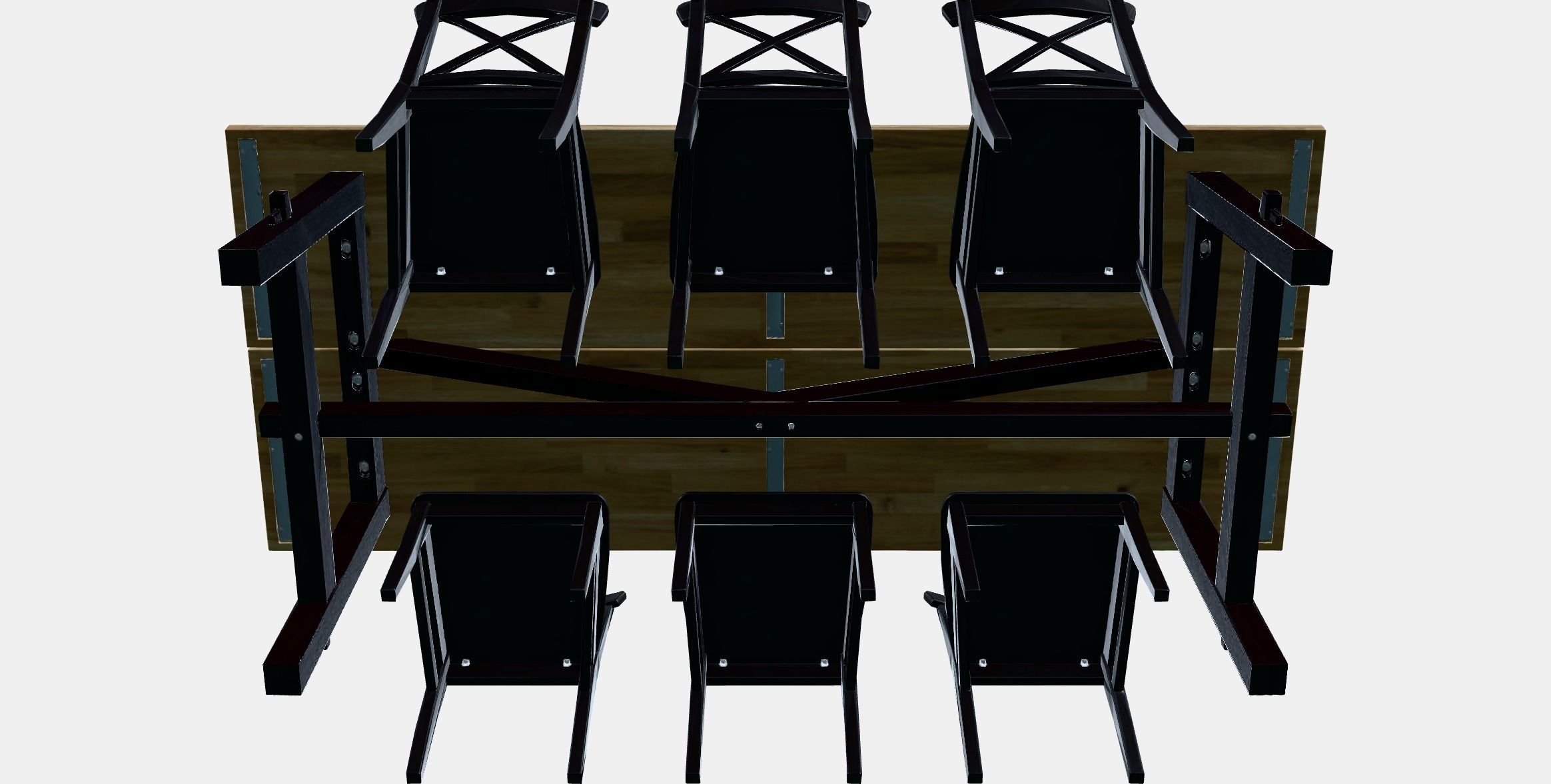 SKOGSTA - INGOLF Table and 6 chairs Low-poly 3D model_7