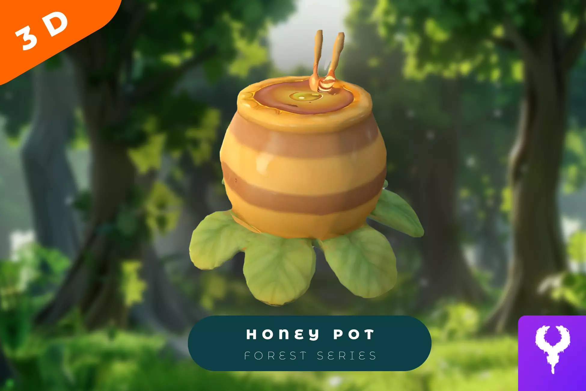 Cartoon Honey Pot Low-poly 3D model_0