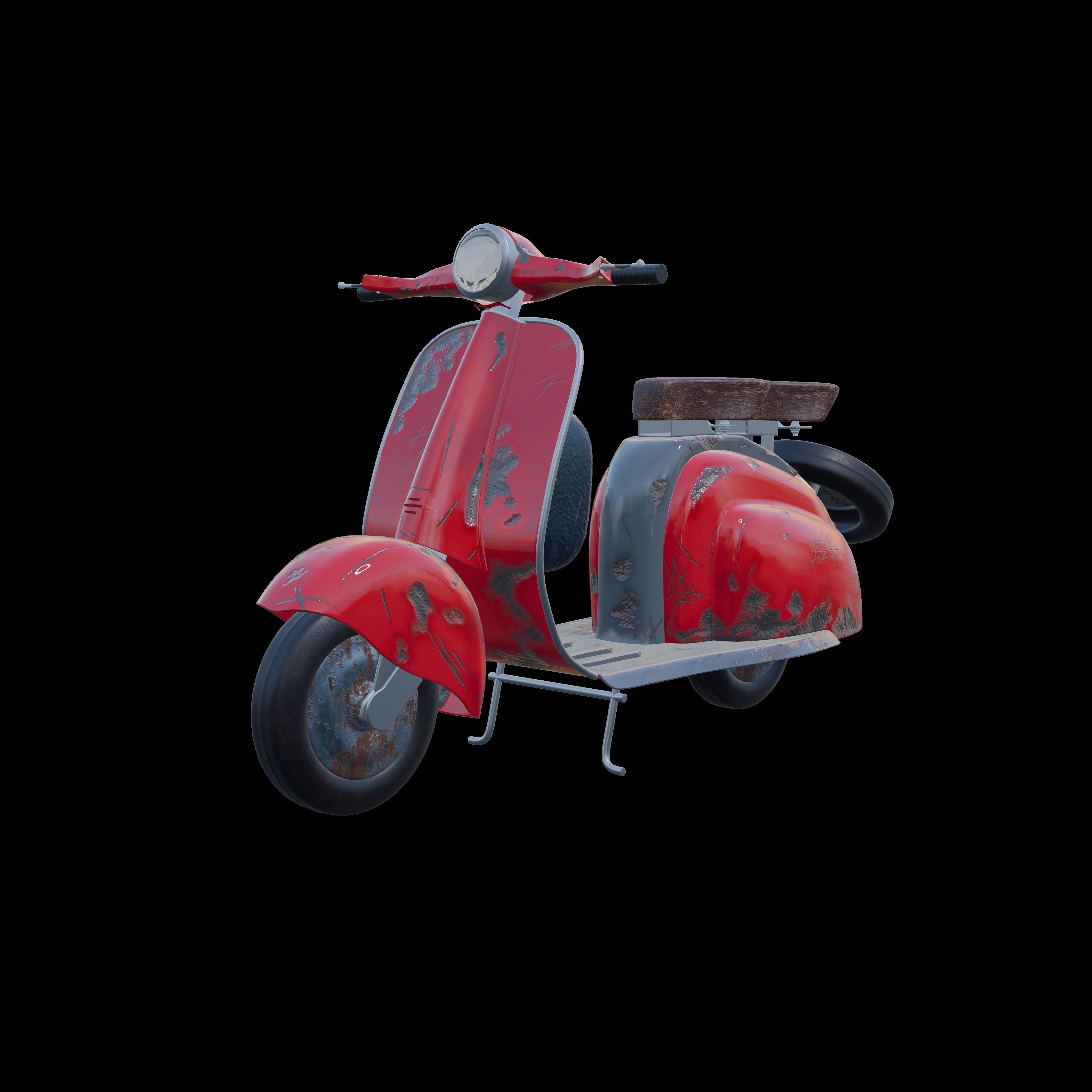 Old Rusty Scooter Low-poly 3D model_6