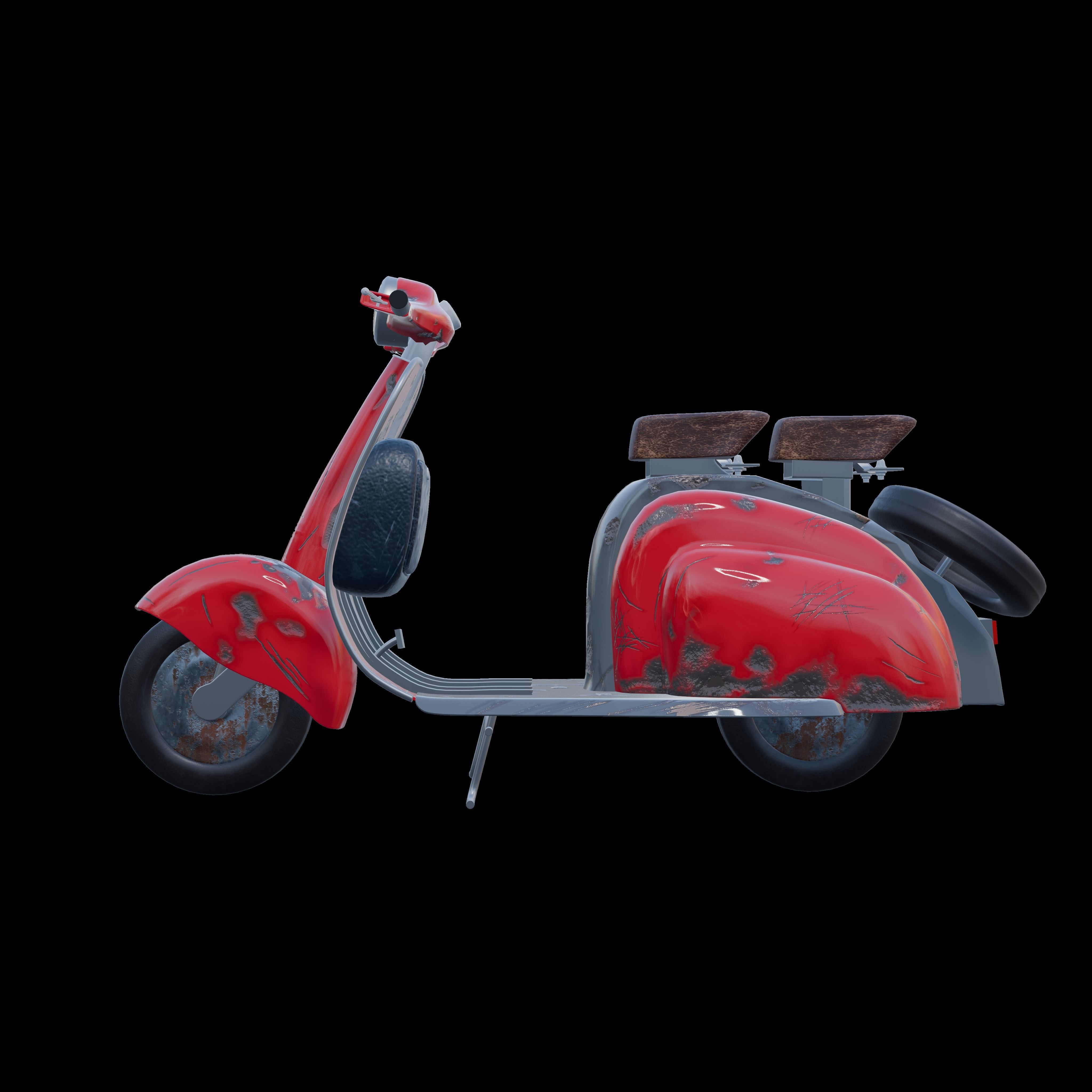 Old Rusty Scooter Low-poly 3D model_2