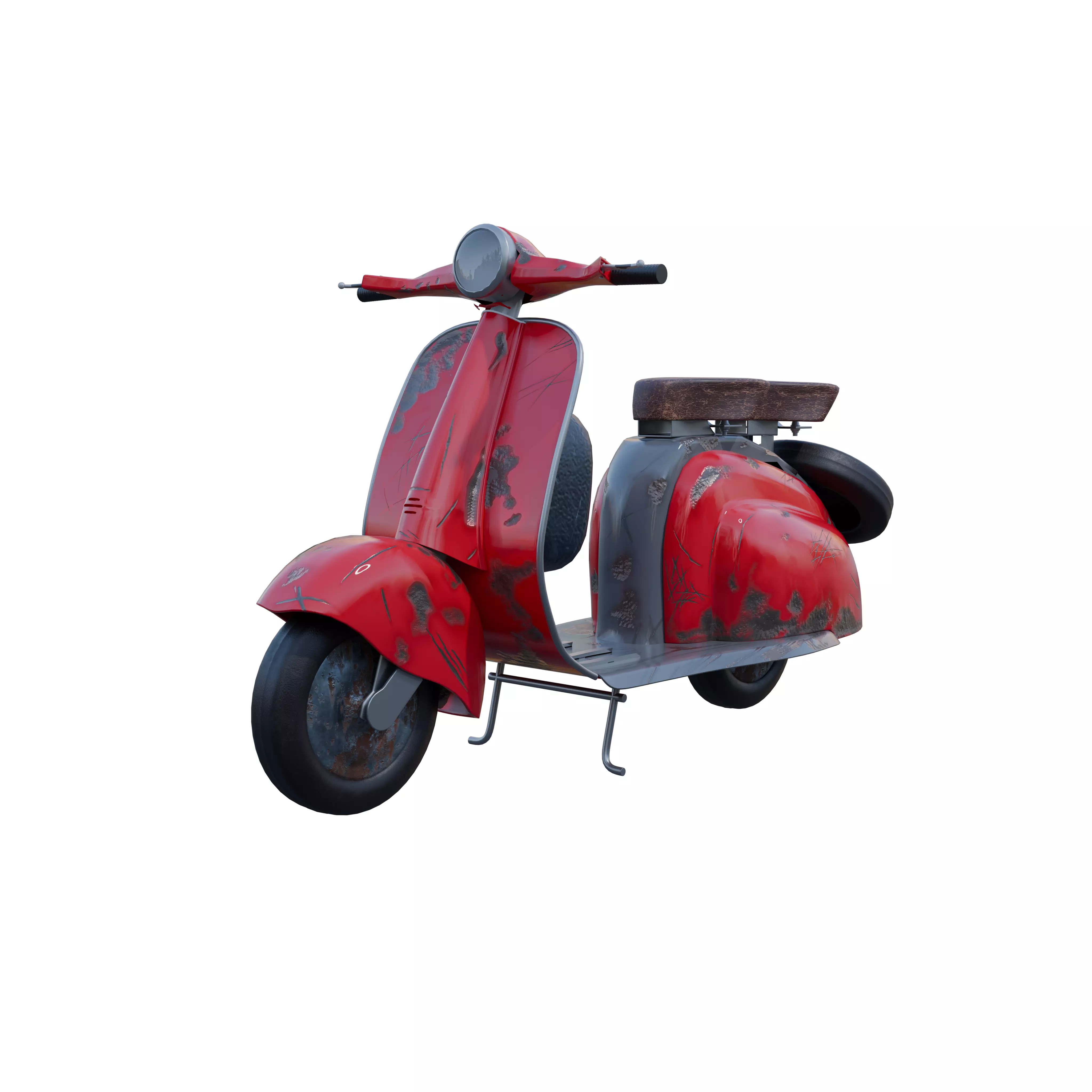 Old Rusty Scooter Low-poly 3D model_0