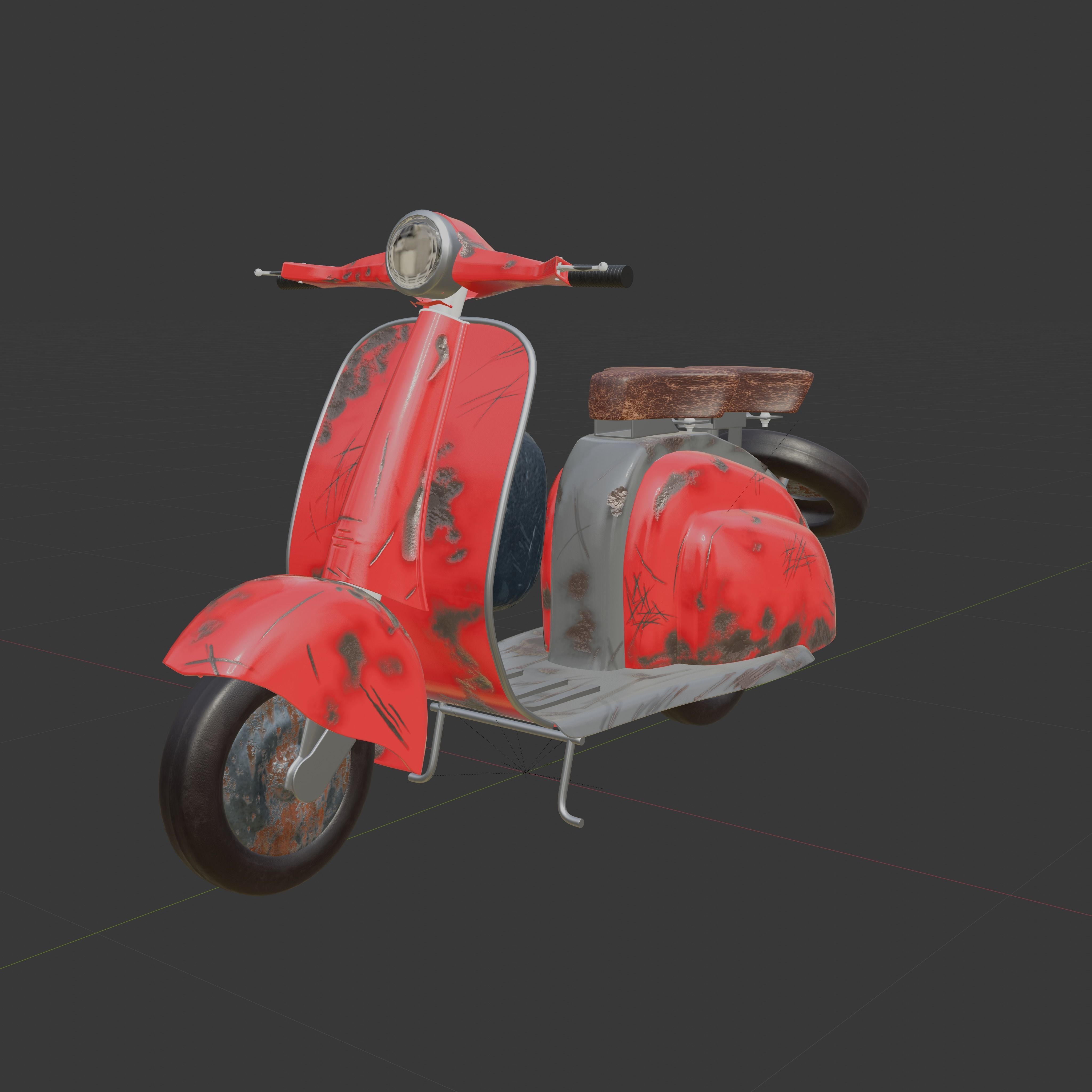 Old Rusty Scooter Low-poly 3D model_7