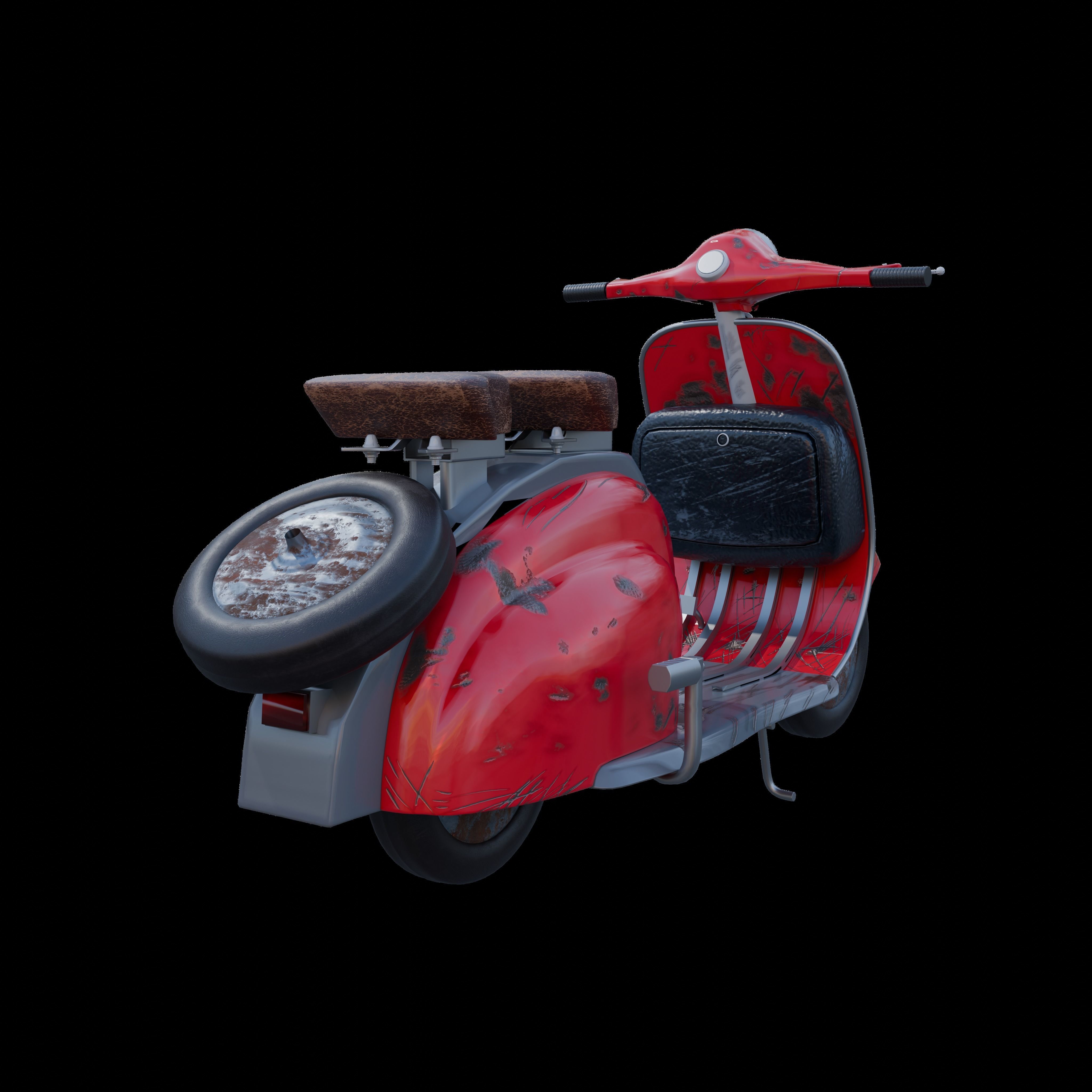 Old Rusty Scooter Low-poly 3D model_1