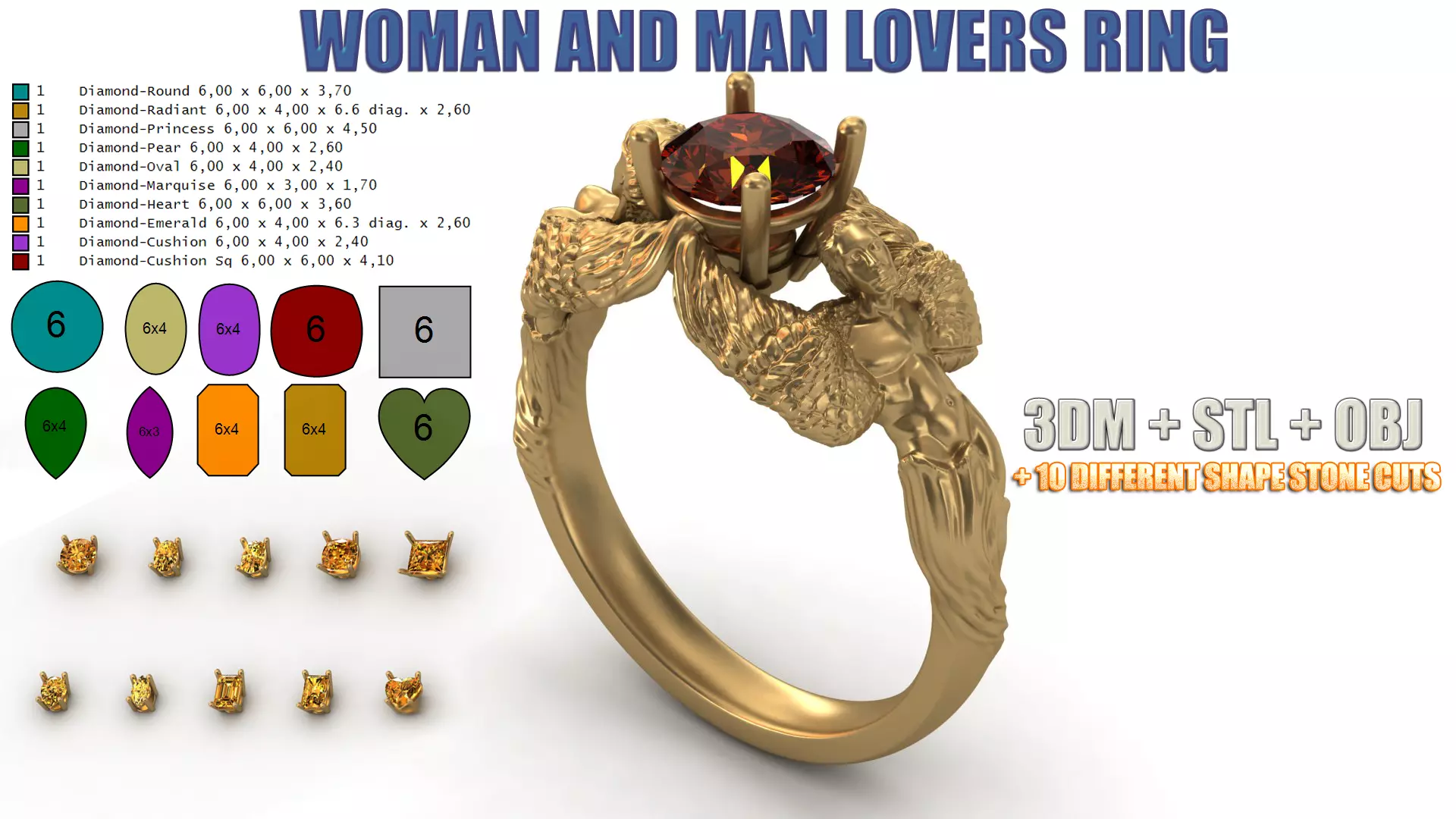 Carrera Y Carrera STL Carrera Woman and Man Lovers Ring 3D print model