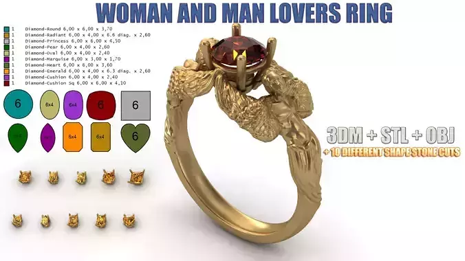 Carrera Y Carrera STL Carrera Woman and Man Lovers Ring  