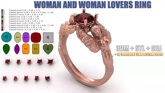 Carrera Y Carrera STL Carrera Woman And Woman Lovers Ring  