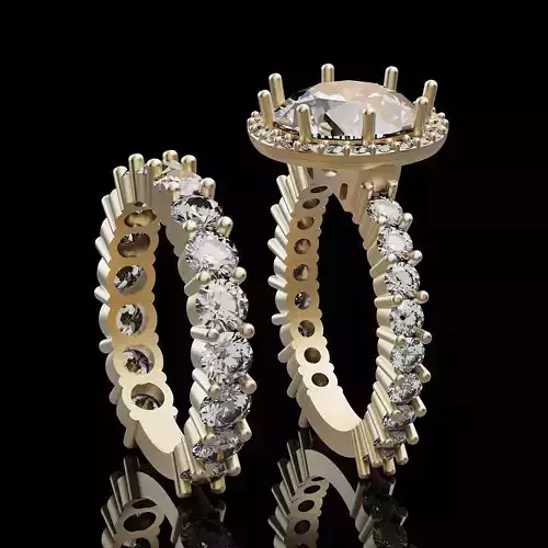 Lux set ring silver gold sterling printable jewelry 3D model