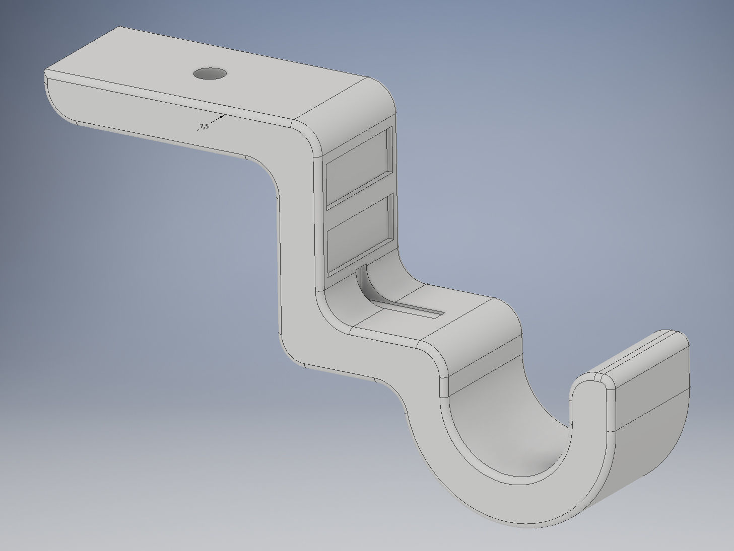 Ceiling Curtain rod holder 3D print model_12