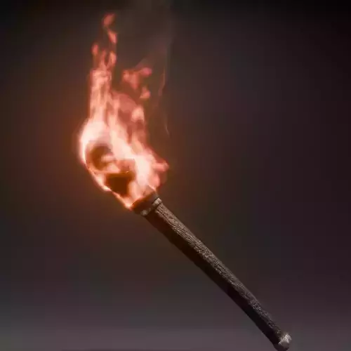 Torch with fire Low-poly 3D model