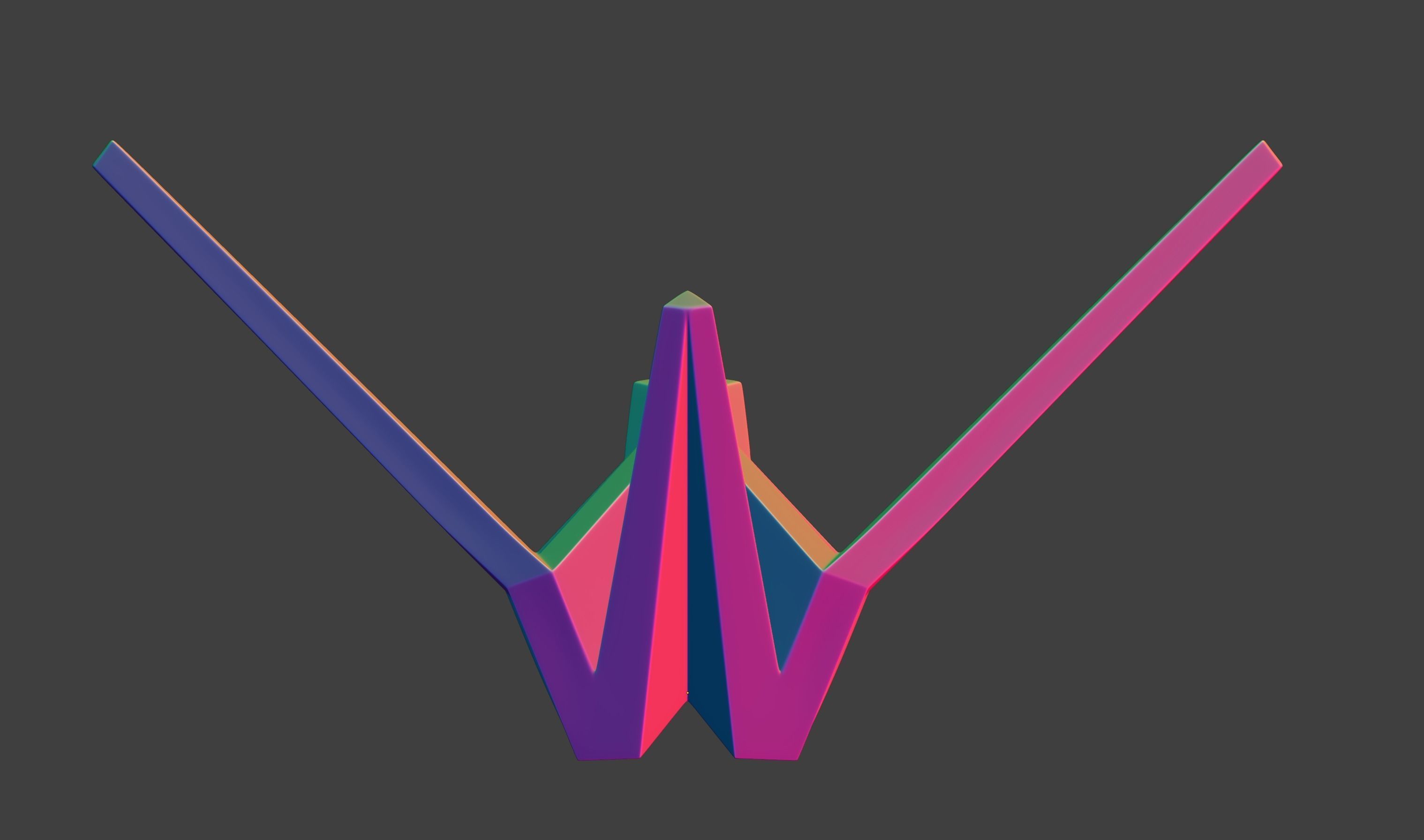 Paper origami crane STL 3D print model_9