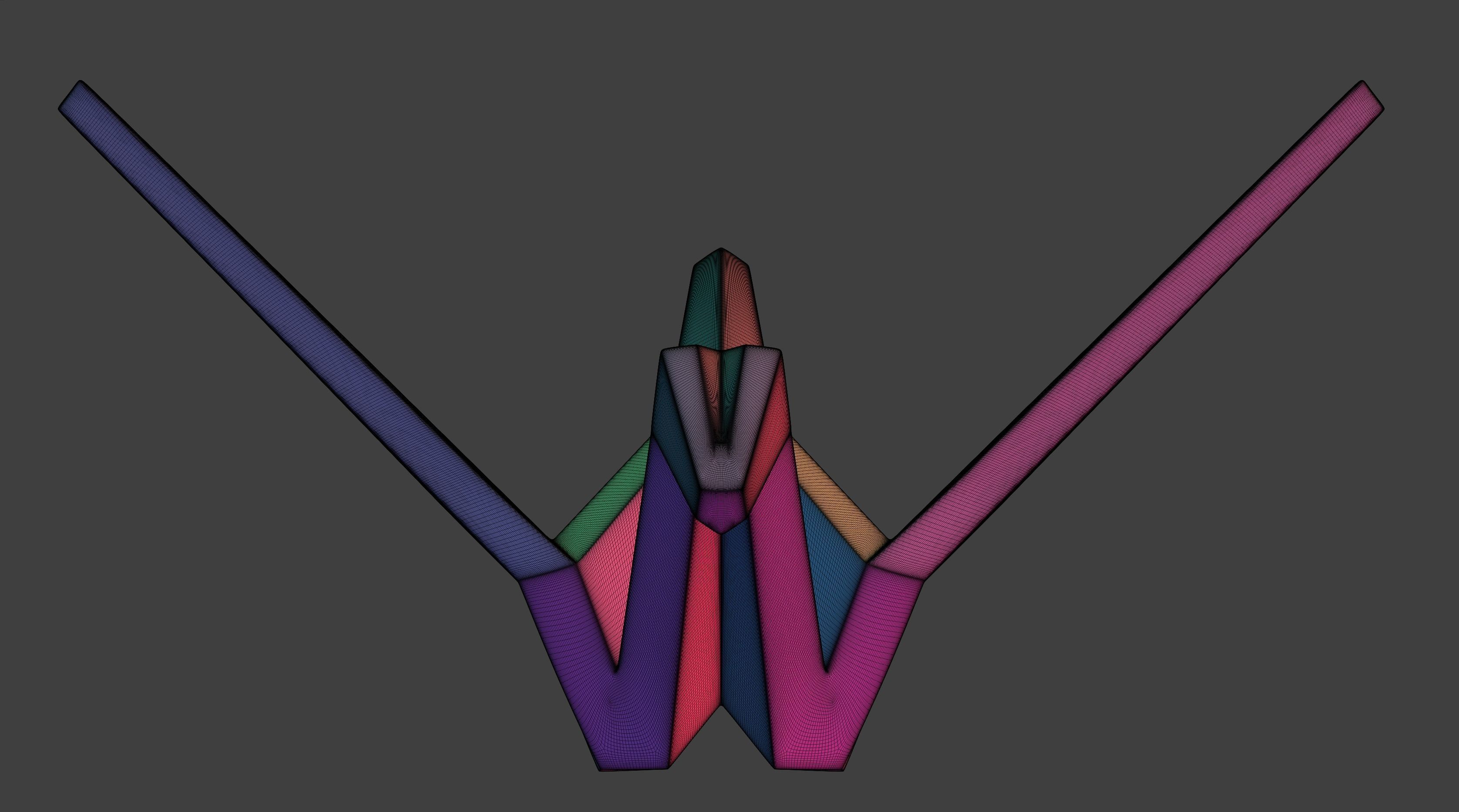 Paper origami crane STL 3D print model_8