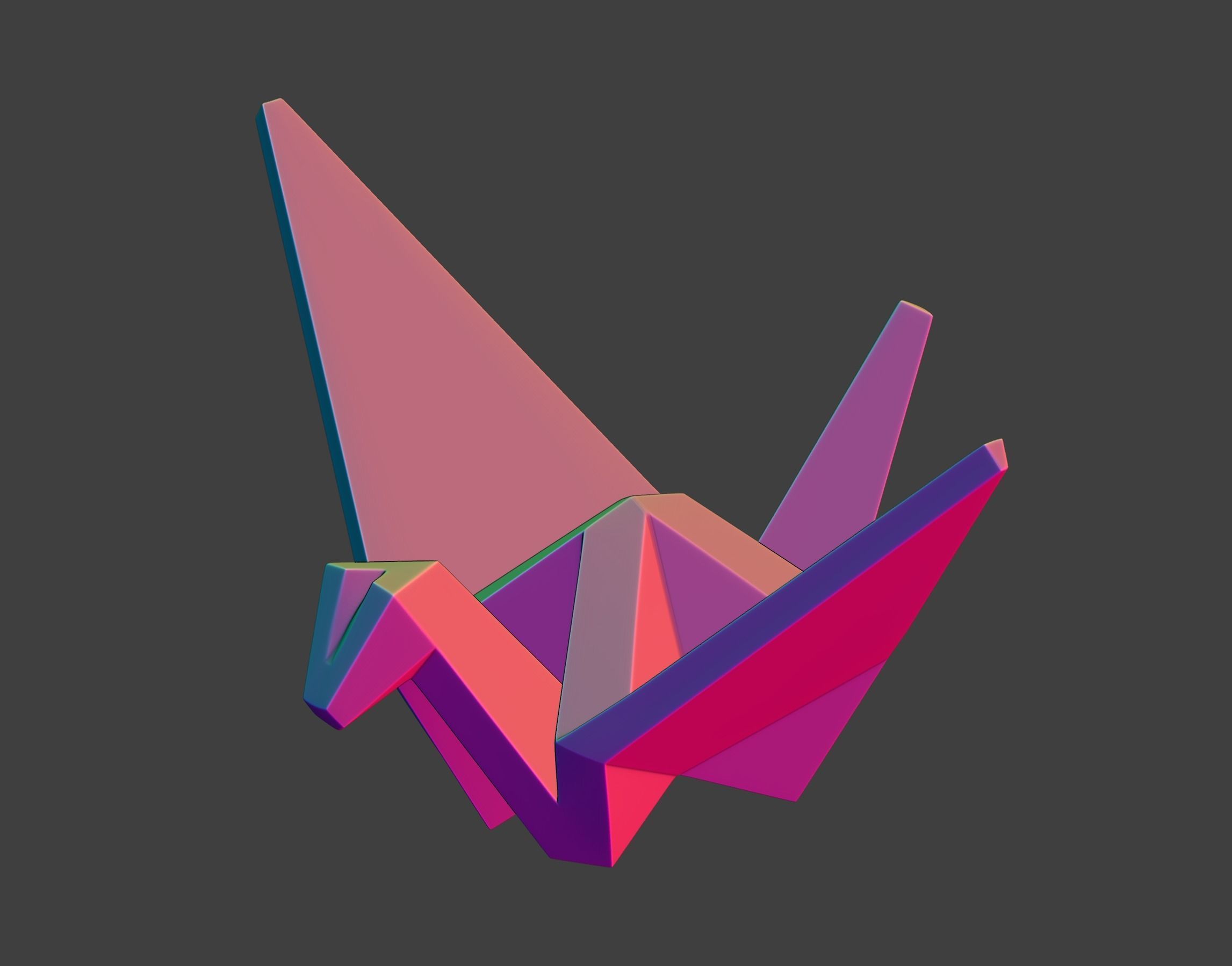 Paper origami crane STL 3D print model_1