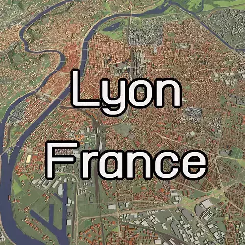 Lyon France - city and urban 3D model