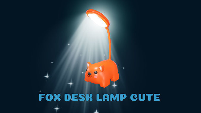 Fox Desk Lamp Cute Low-poly 3D model